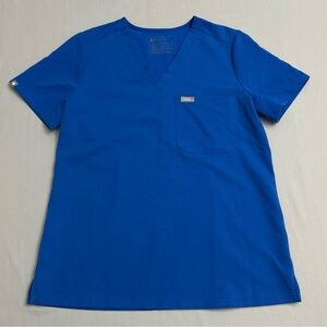 Figs Women Catarina One-Pocket Scrub Top Small S Blue Short Sleeve Nurse Medical